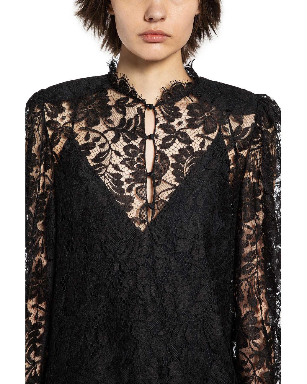 Chloé Black Floral Lace Mini Dress