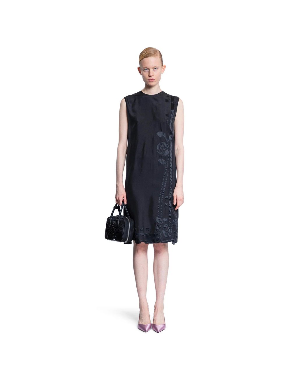 Prada Blue Habotai Embroidery Dress