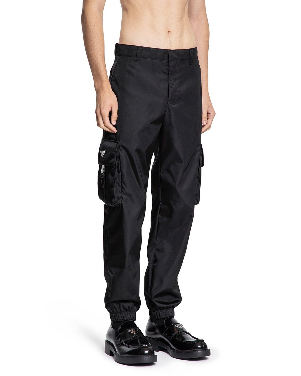 Prada Black Re-Nylon Cargo Trousers for men