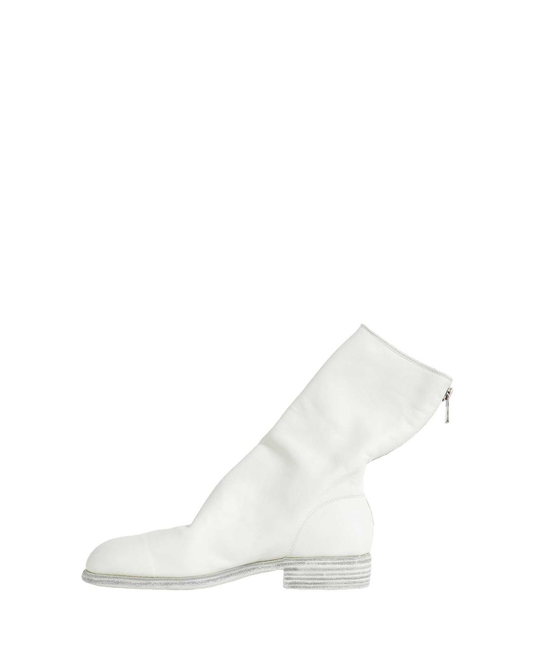 Guidi White Back Zip Mid Boots
