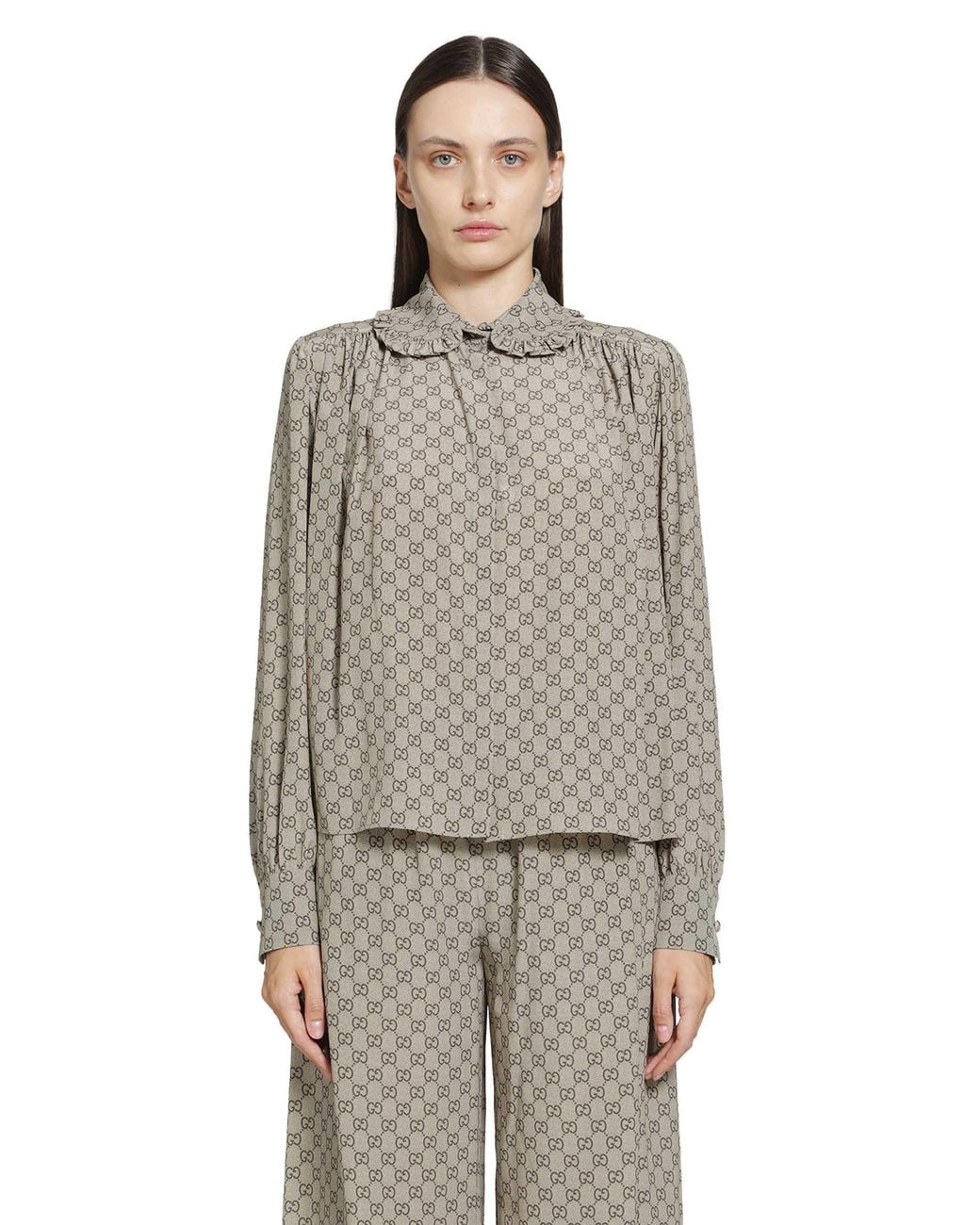 Gucci Gray Printed Silk Shirt