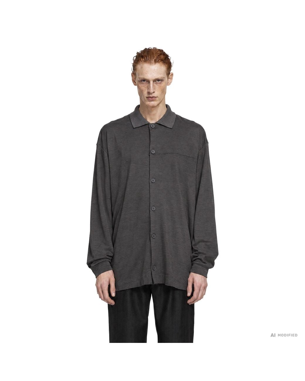 Transit Gray Wool Jersey Shirt for men