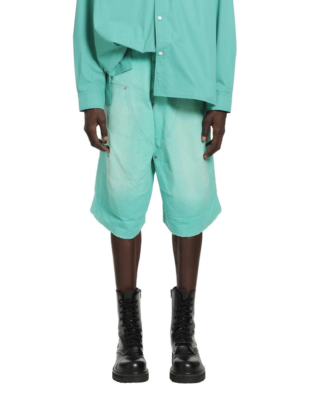 Willy Chavarria Green Stockton Double Knee Shorts for men