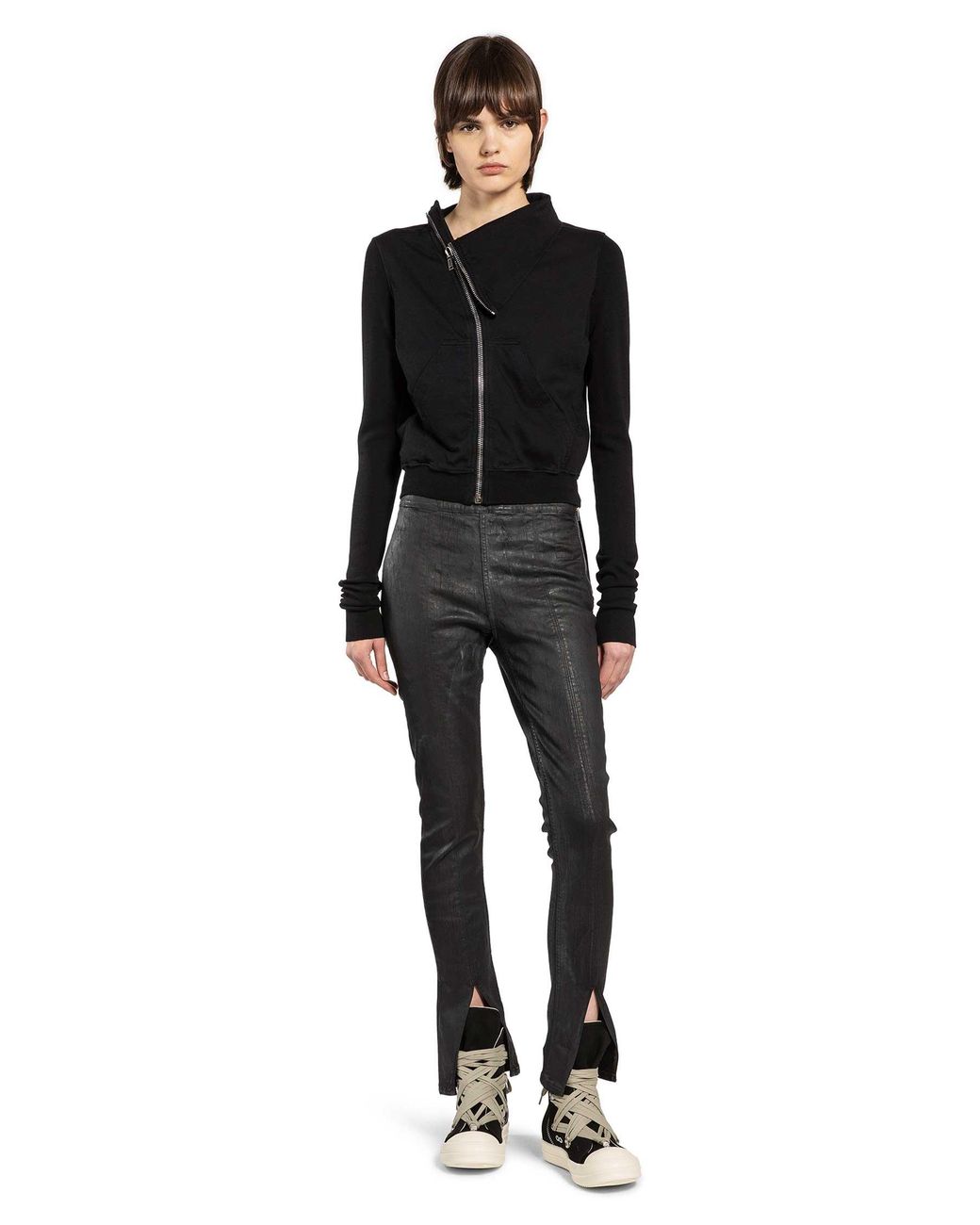 Rick Owens Black Temple Slit Front Leggings
