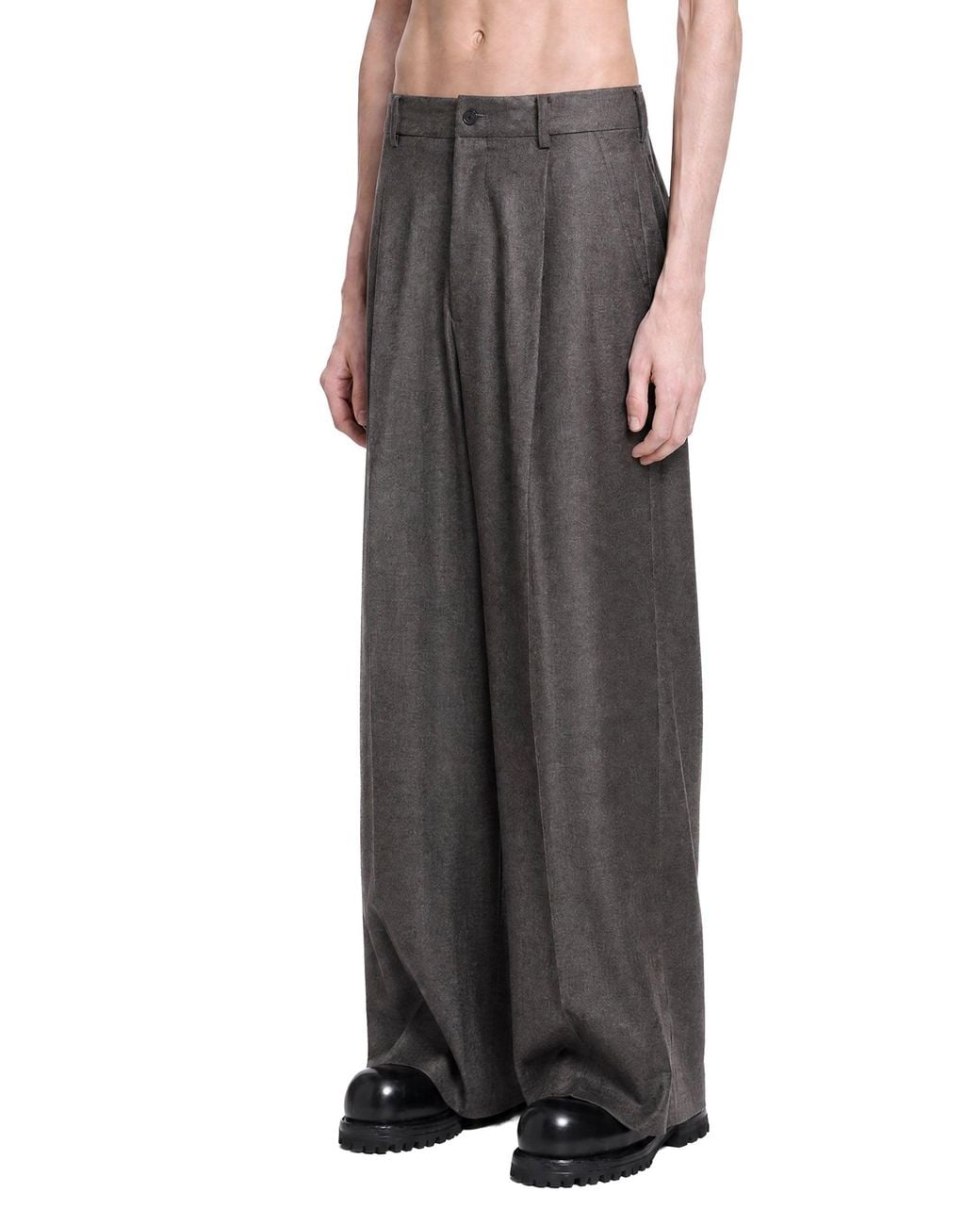 Ssstein Gray Extra Fine Wool Extra Wide Trousers for men