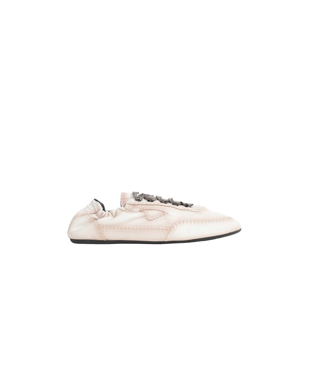 Prada White Collapse Antiqued Nappa Leather Sneakers for men