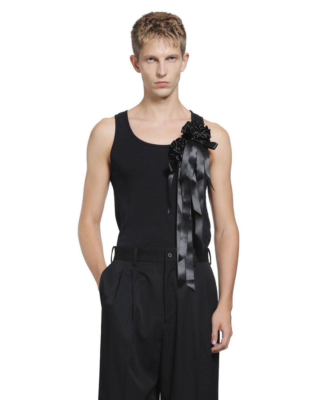 Simone Rocha Black Ribbon Rosette Boy Tank for men
