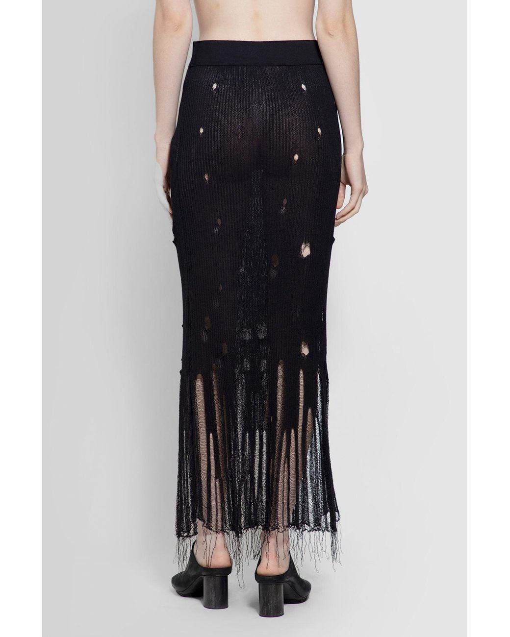 Uma Wang Black Shredded Skirt