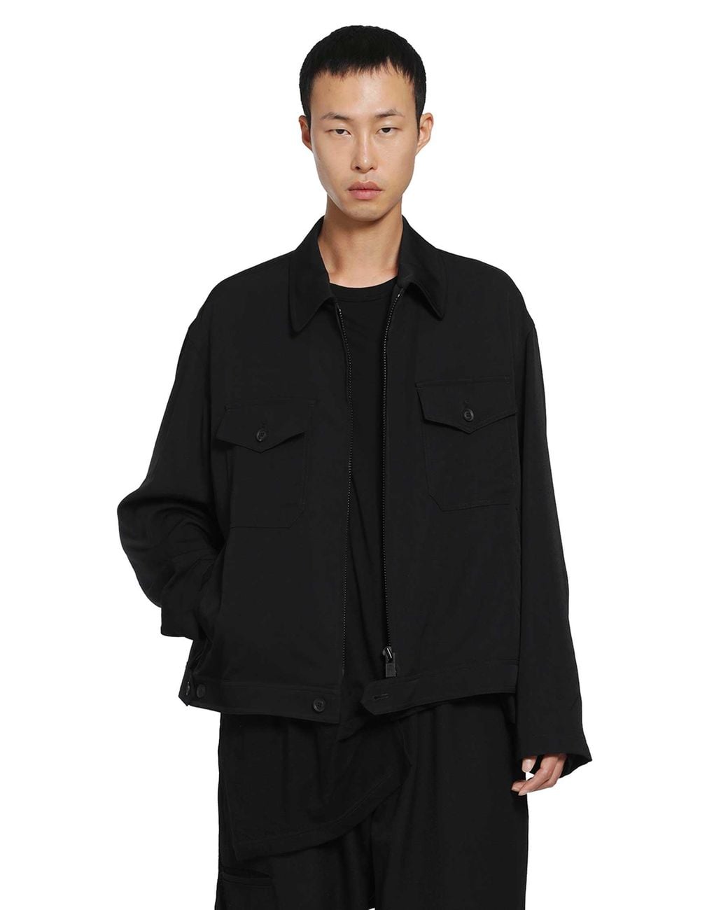 Yohji Yamamoto Black Wool Gabardine Blouson for men