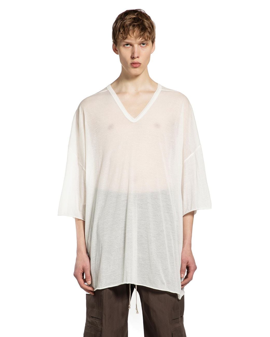 Rick Owens White Temple V Tommy T-Shirt for men