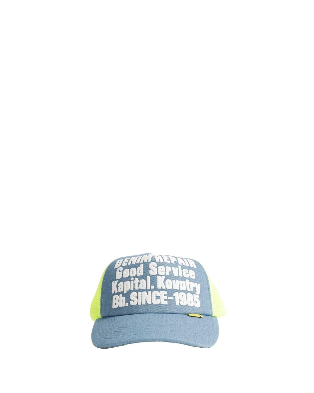 Kapital Blue Denim Repair Service Trucket Hat for men