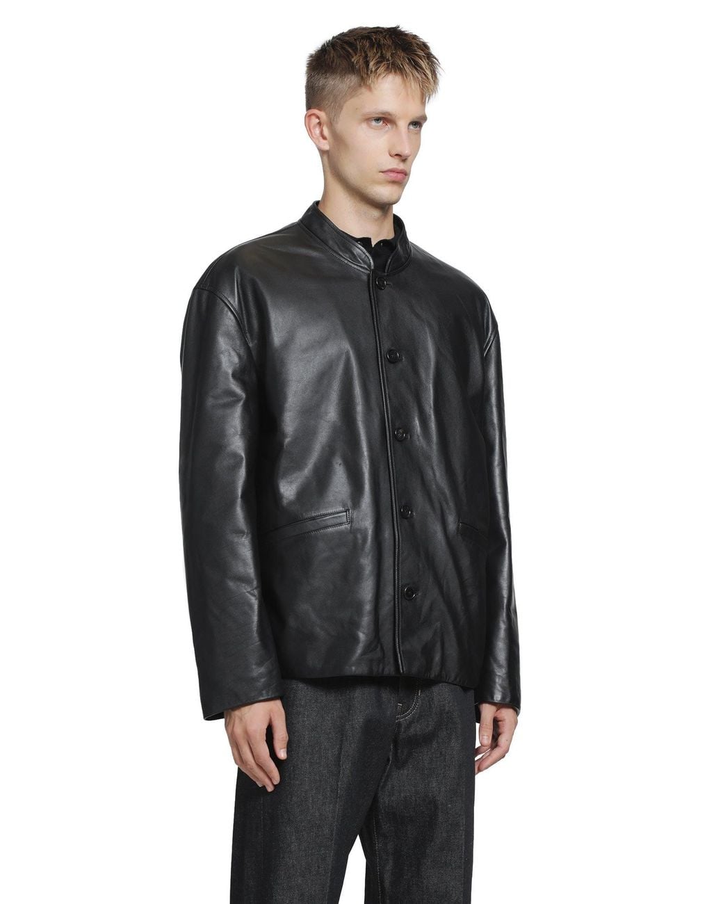 Jil Sander Black Leather Jacket for men