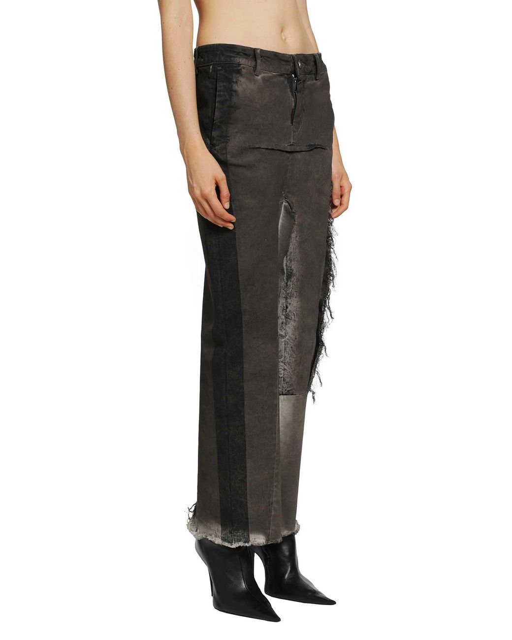 Rick Owens Black Tower Denim Sliced Skirt