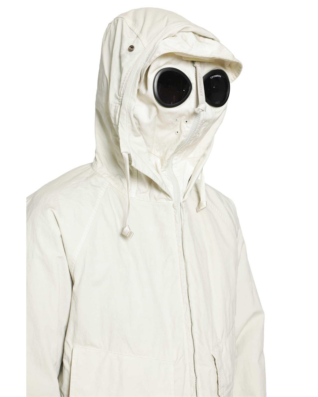 C P Company White Twill Mixed Explorer Jacket for men