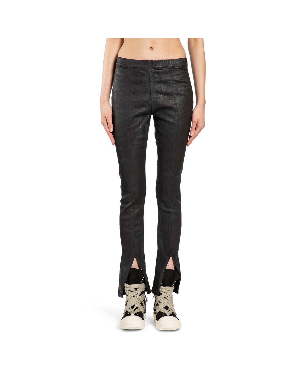 Rick Owens Black Temple Slit Front Leggings