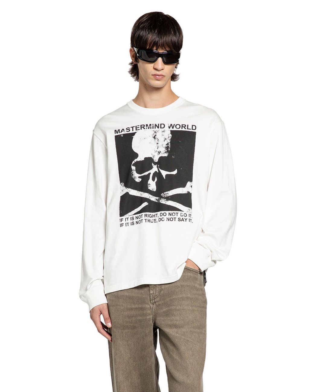 MASTERMIND WORLD White Don'T Do It Long Sleeve T-Shirt for men