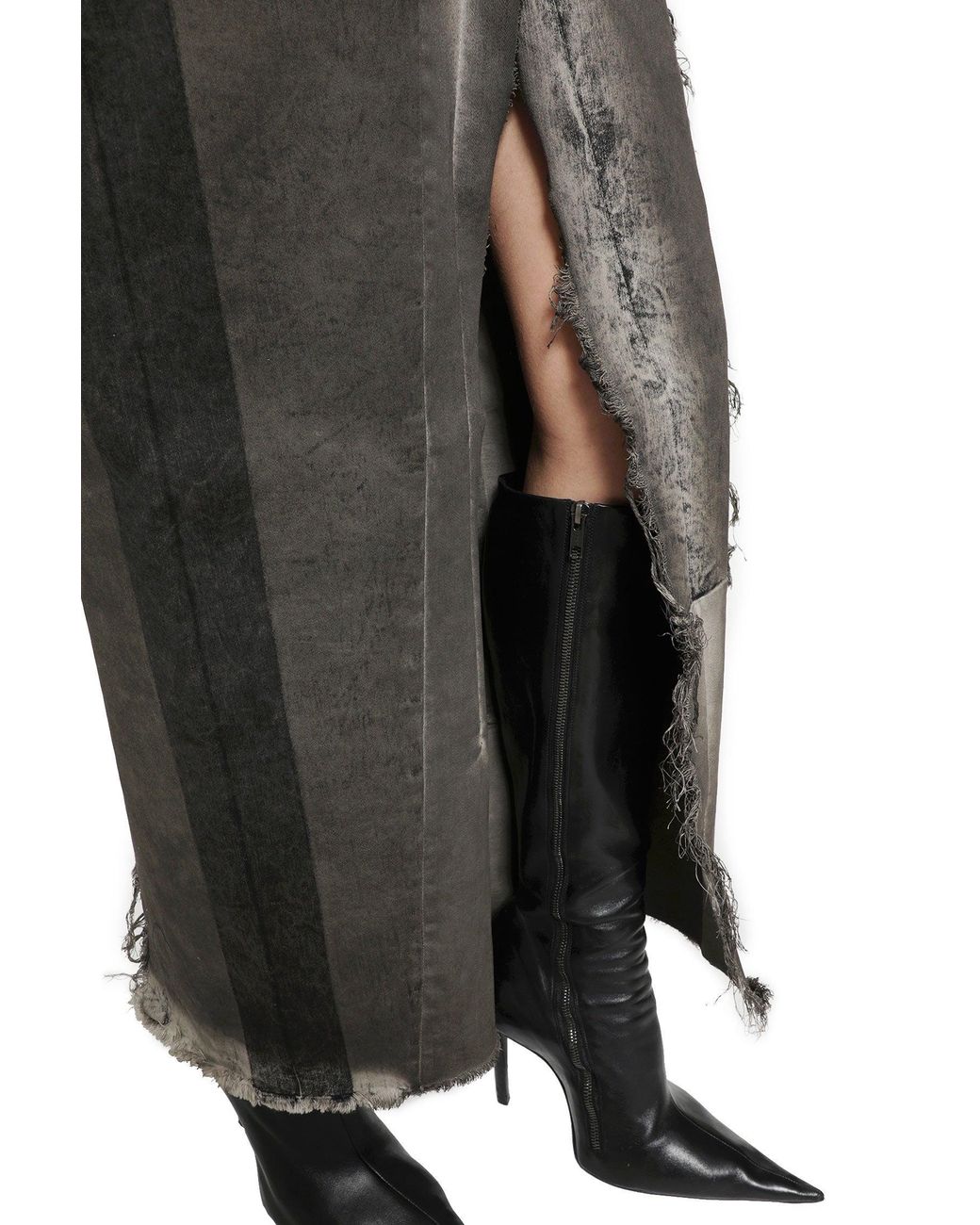 Rick Owens Black Tower Denim Sliced Skirt