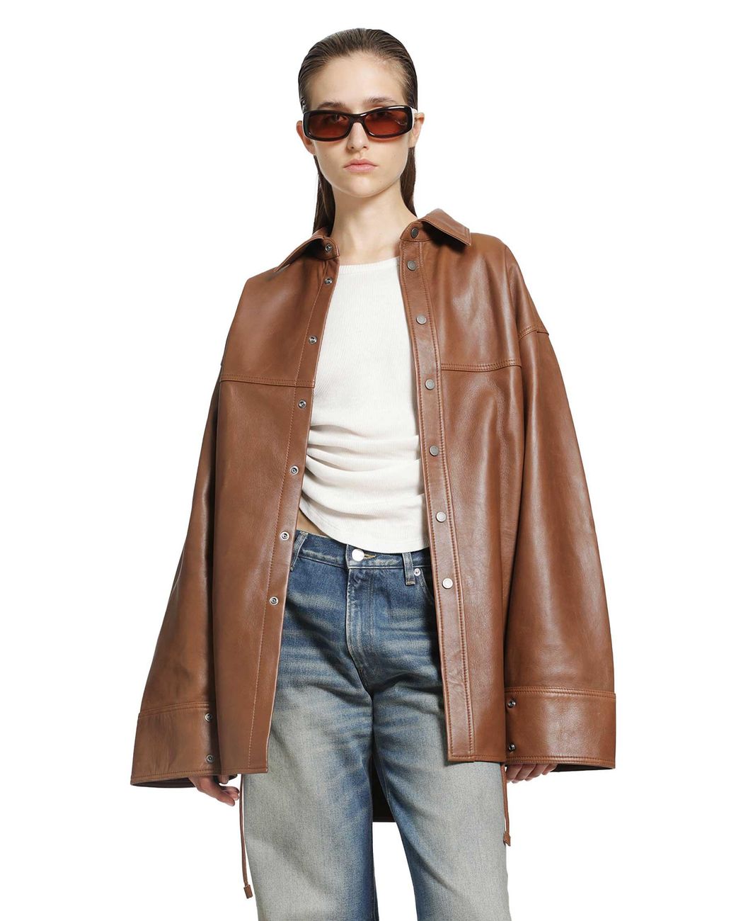 Haikure Brown Victoria Silky Leather Shirt