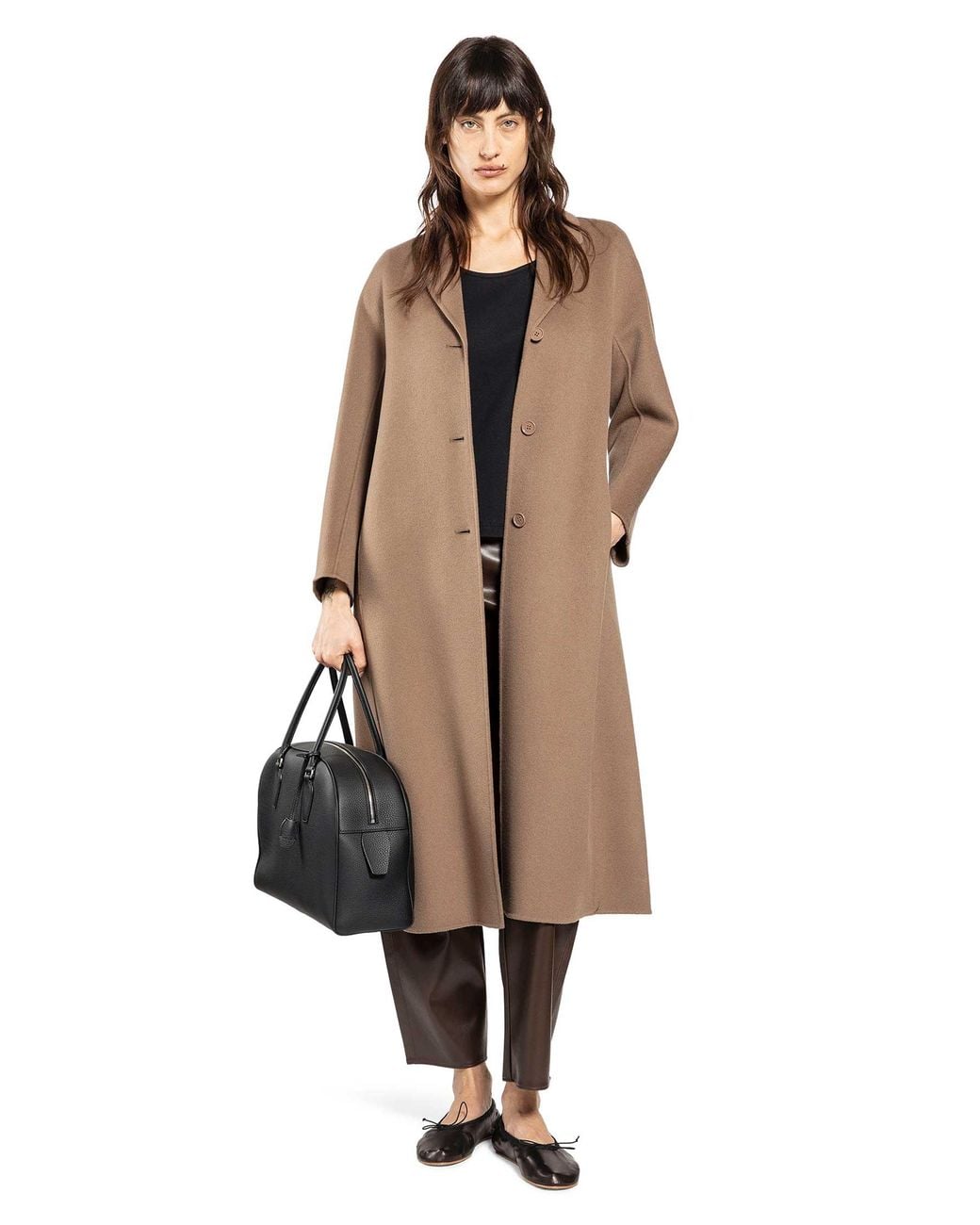 Max Mara Natural Flared Wool Coat