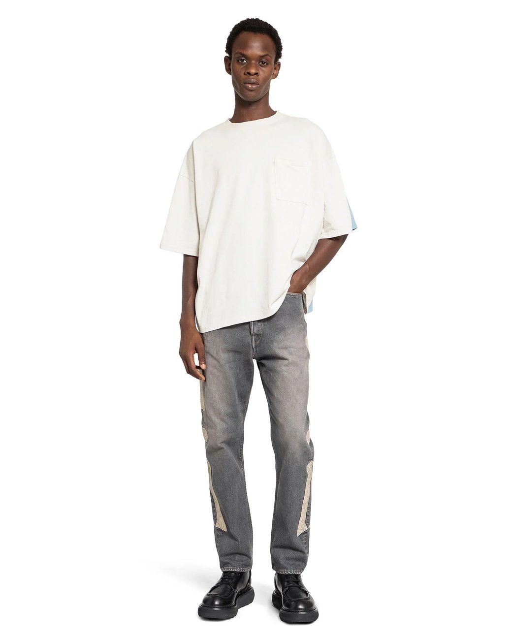 Kapital White Jersey 2Tones Big Pocket (Bone) T-Shirt for men