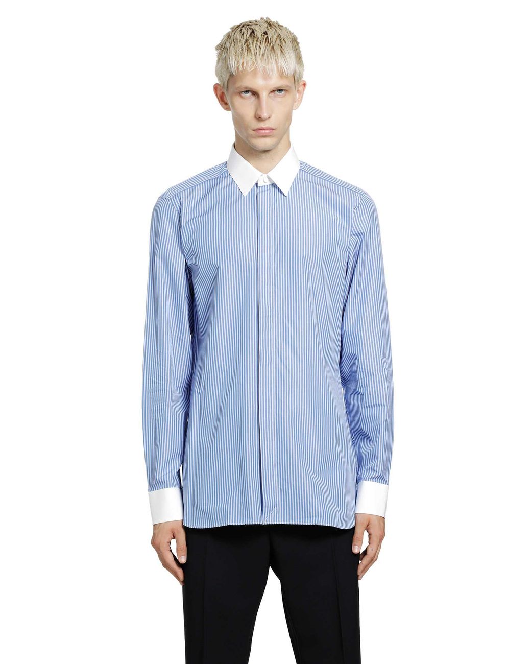 Tom Ford Blue Poplin Stripe Classic Fit Shirt for men