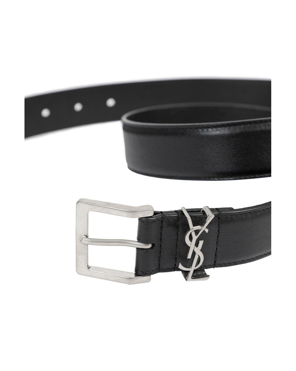 Saint Laurent Black Cassandre Vadim Belt for men