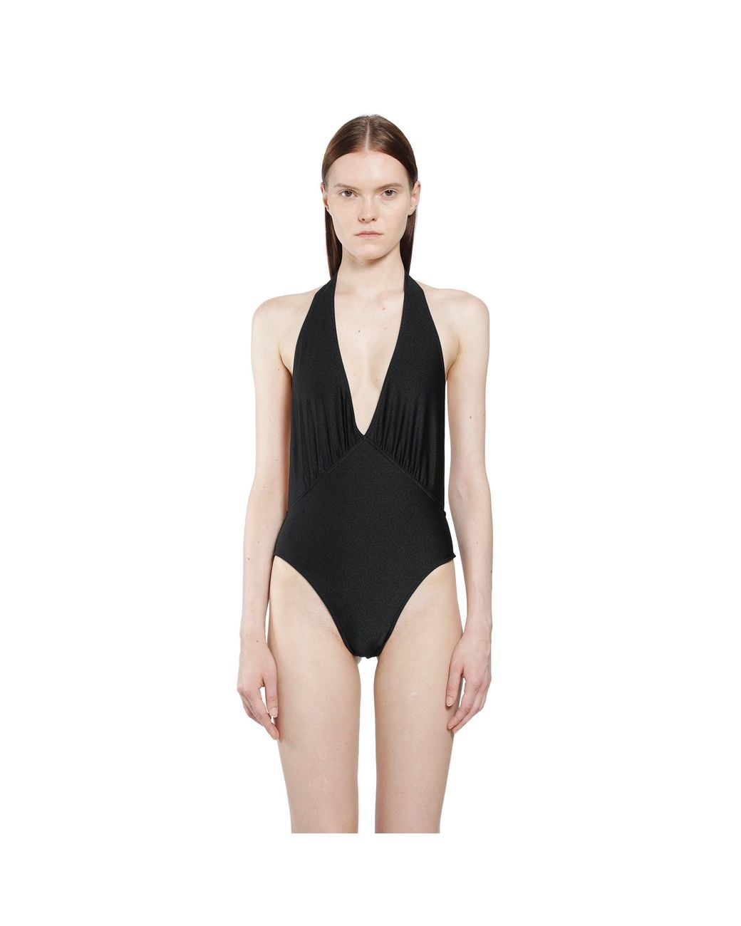 Saint Laurent Black Backless Halter Swimsuit