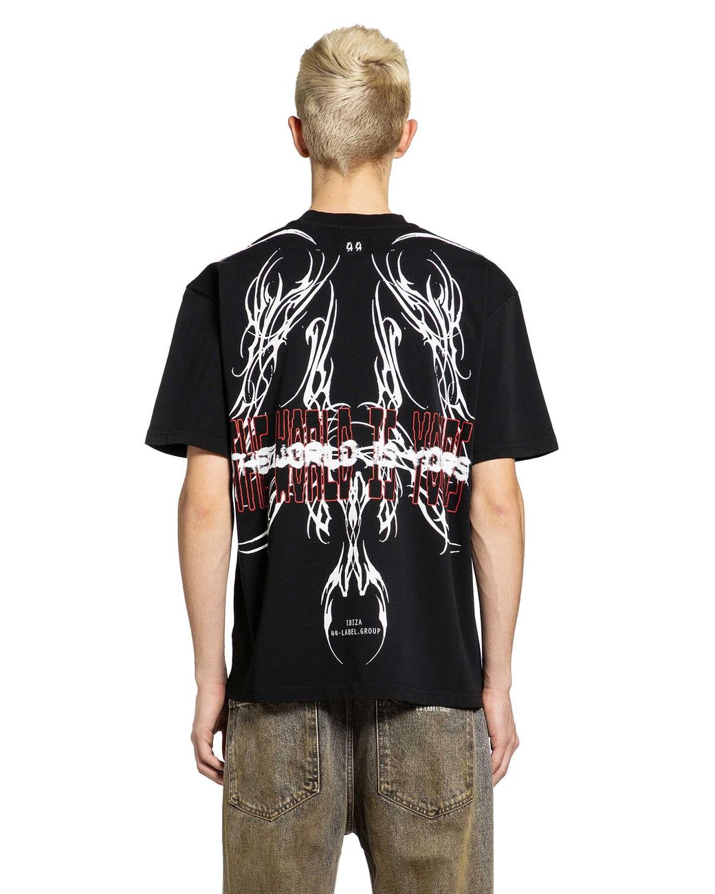 44 Label Group Black Y2K World Tee for men