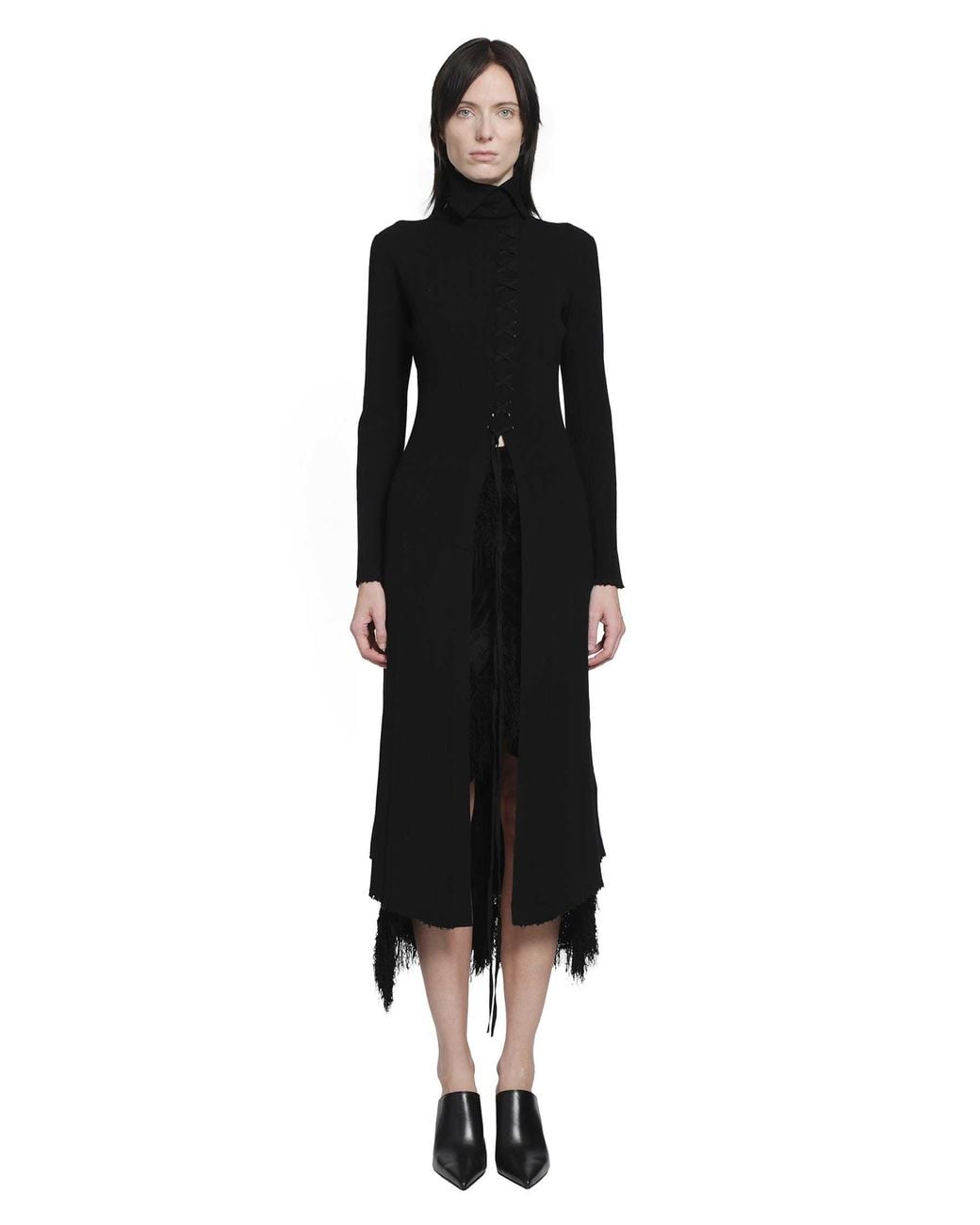 YA YI Black Braided Wool Dress