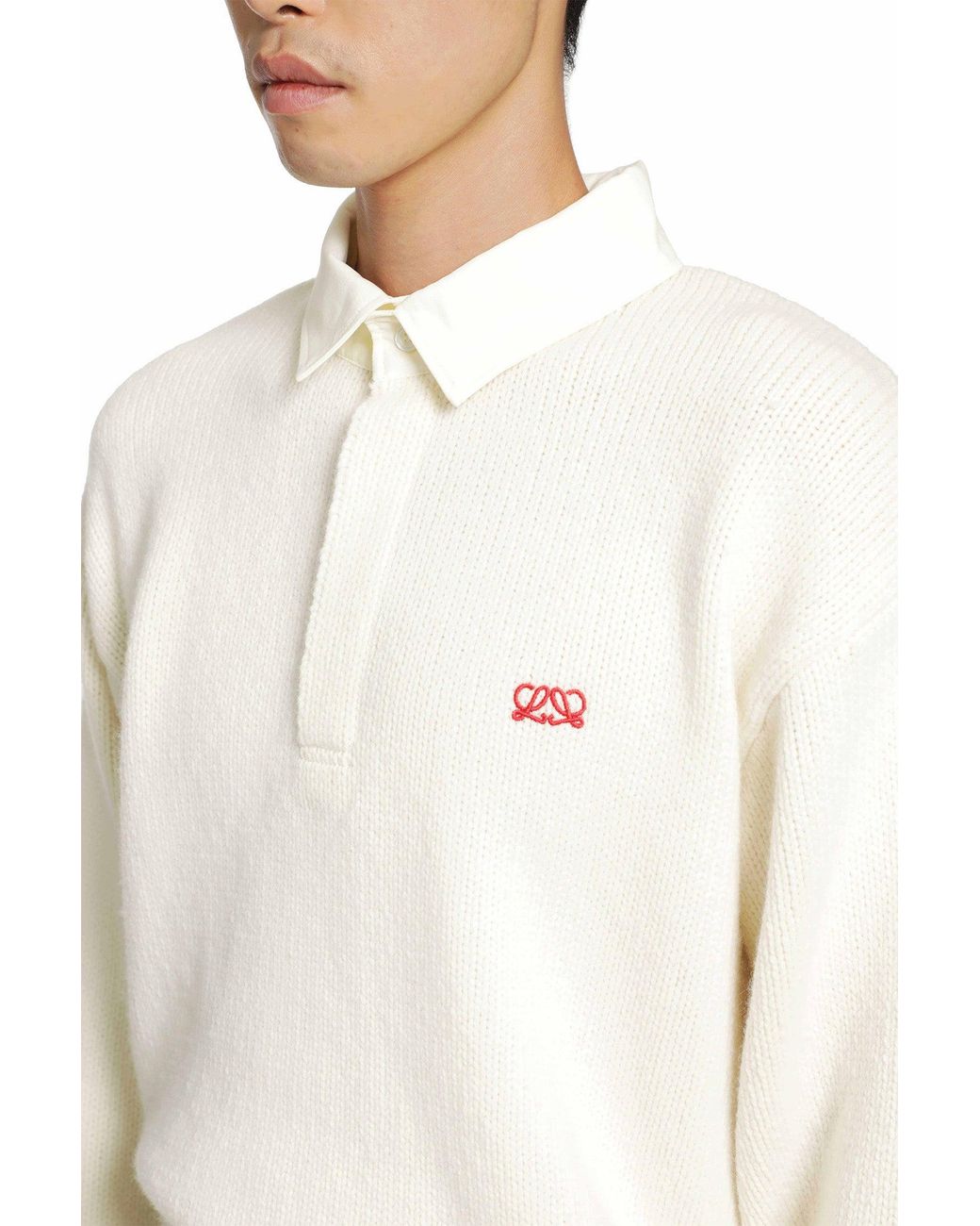 Loewe White Polo Sweater for men