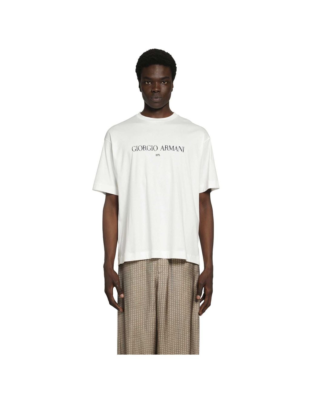 Giorgio Armani White 1975 Logo T-Shirt for men