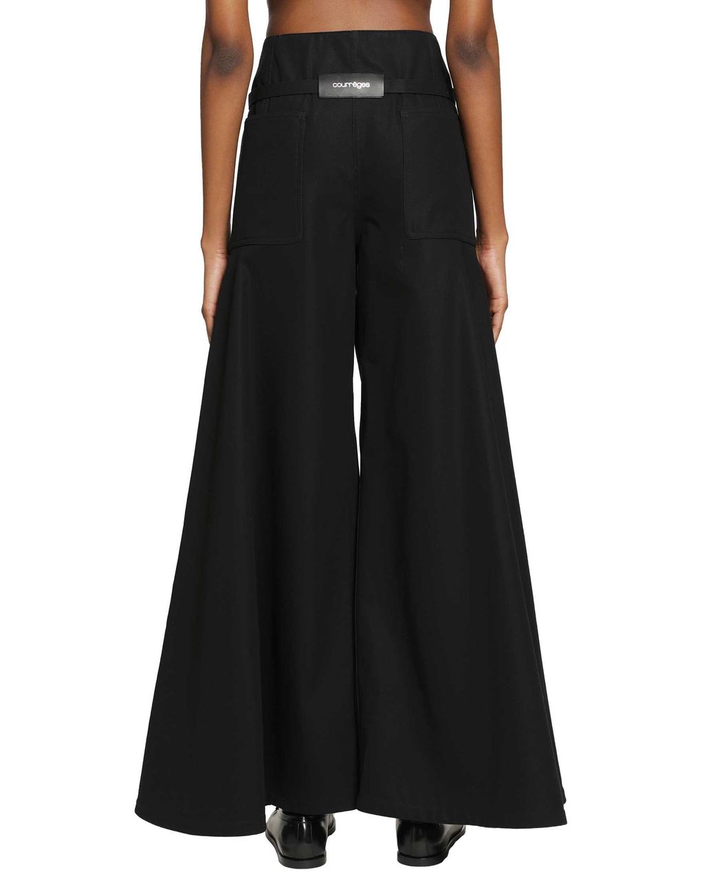 Courreges Black Cotton Canvas Palazzo Pants