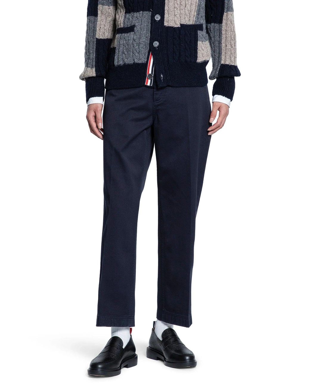 Thom Browne Blue Garment Dyed Chino Trousers for men