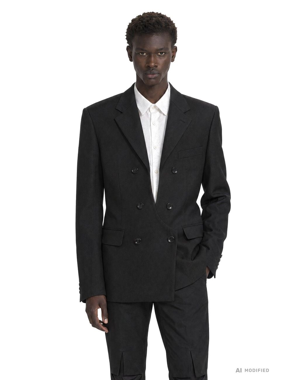 Comme des Garçons Black Double-Breasted Wool Blazer for men