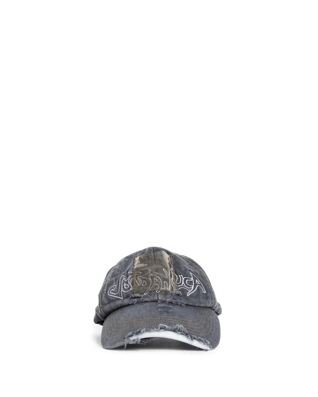 JORDANLUCA Gray Distressed Denim Baseball Cap for men