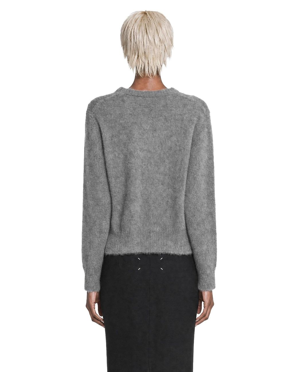 Maison Margiela Red Brushed Alpaca V-Neck Sweater