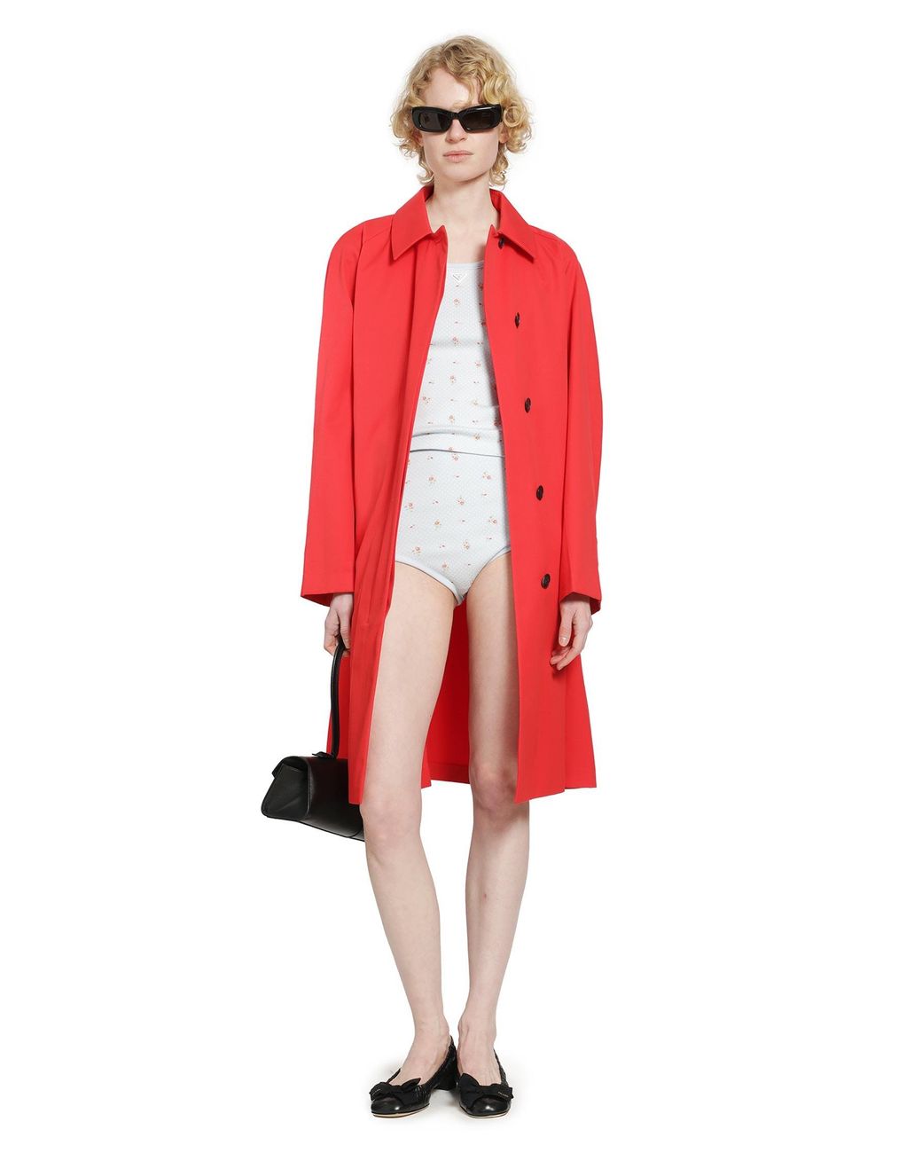 Prada Red Gabardine Trench Coat
