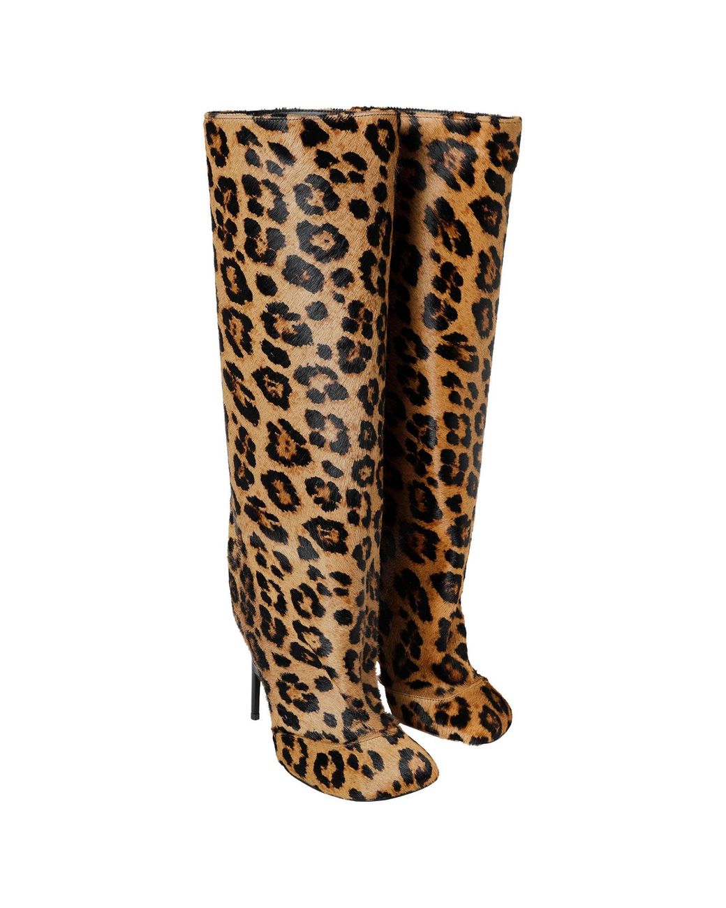 NVL-GARDE Brown Broken Heel Leopard Knee-High Boots