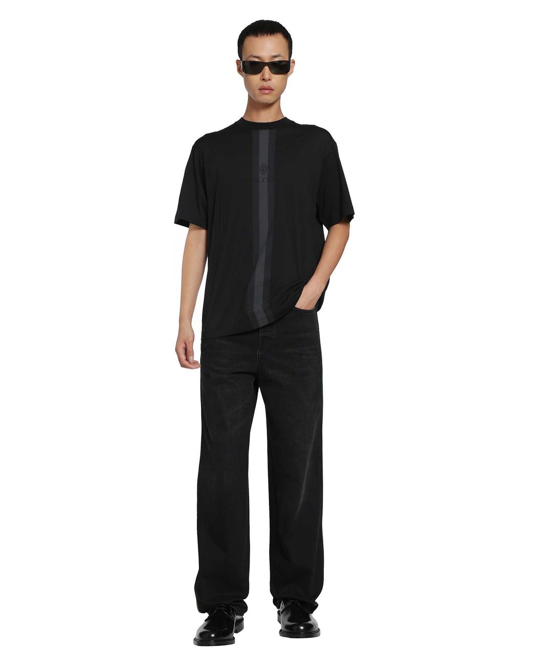 Gucci Black Cotton T-Shirt With Muted Web for men