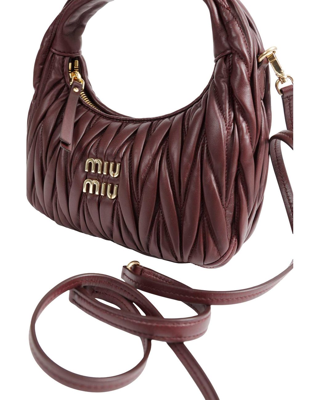 Miu Miu Brown Wander Matelassé Nappa Leather Hobo Bag
