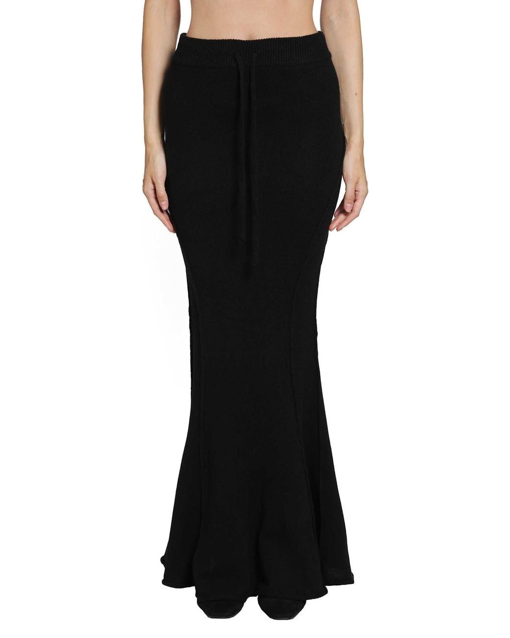 Yehuafan Black Yak Knit Long Skirt