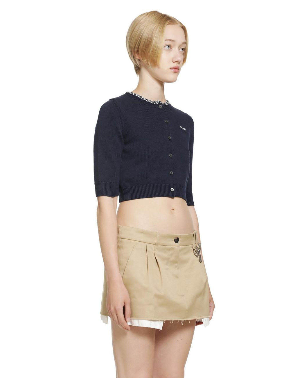 Miu Miu Blue Cotton Cropped Cardigan