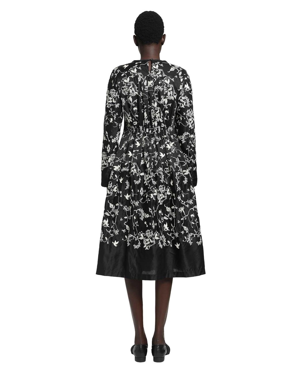 Renli Su Black Floral Midi Dress