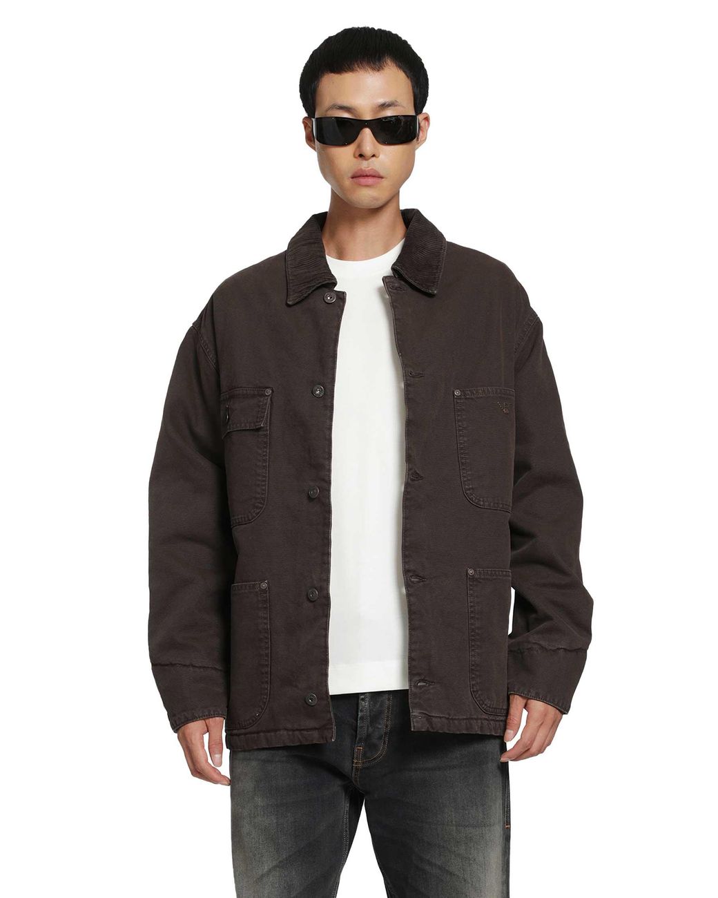 Emporio Armani Black Cotton Canvas Field Jacket for men