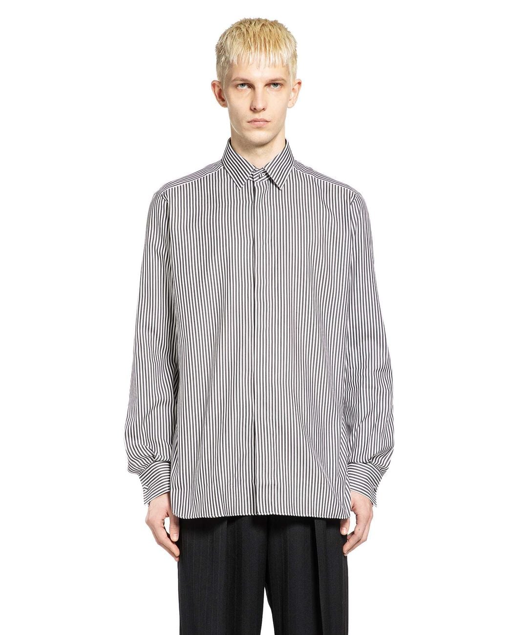 Tom Ford Gray Silk Cotton Striped Classic Shirt for men