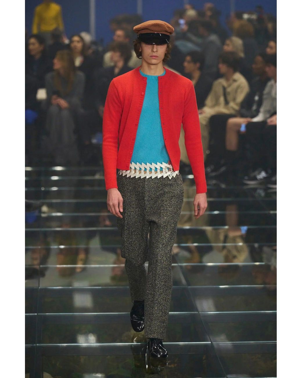 Prada Blue Knit Short Sleeve Top for men