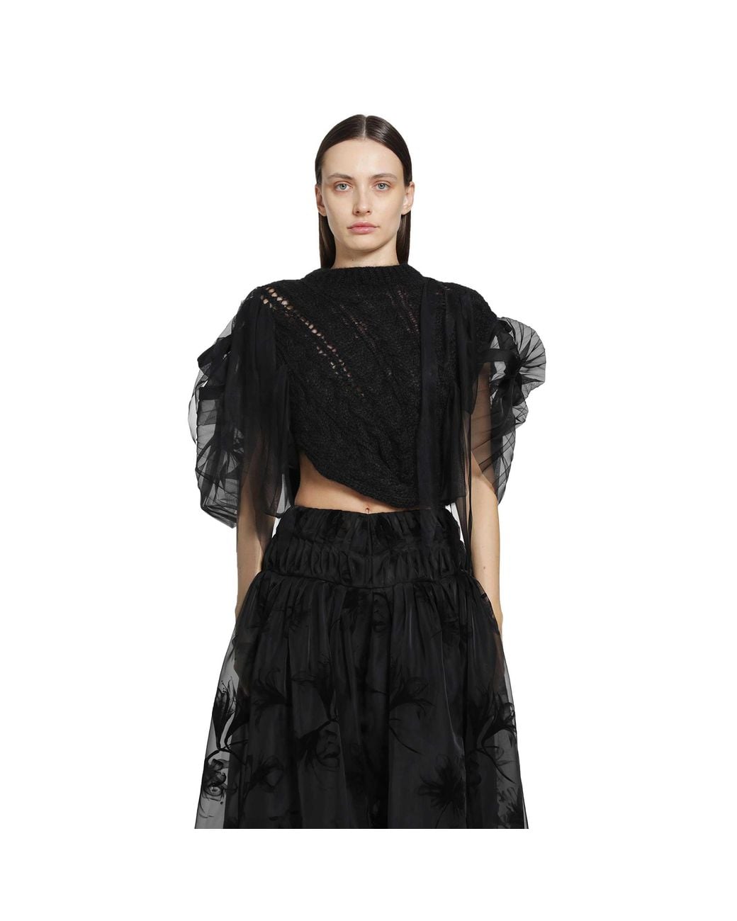 PAULINE DUJANCOURT Black Francisca Pleated Hand-Knit Vest