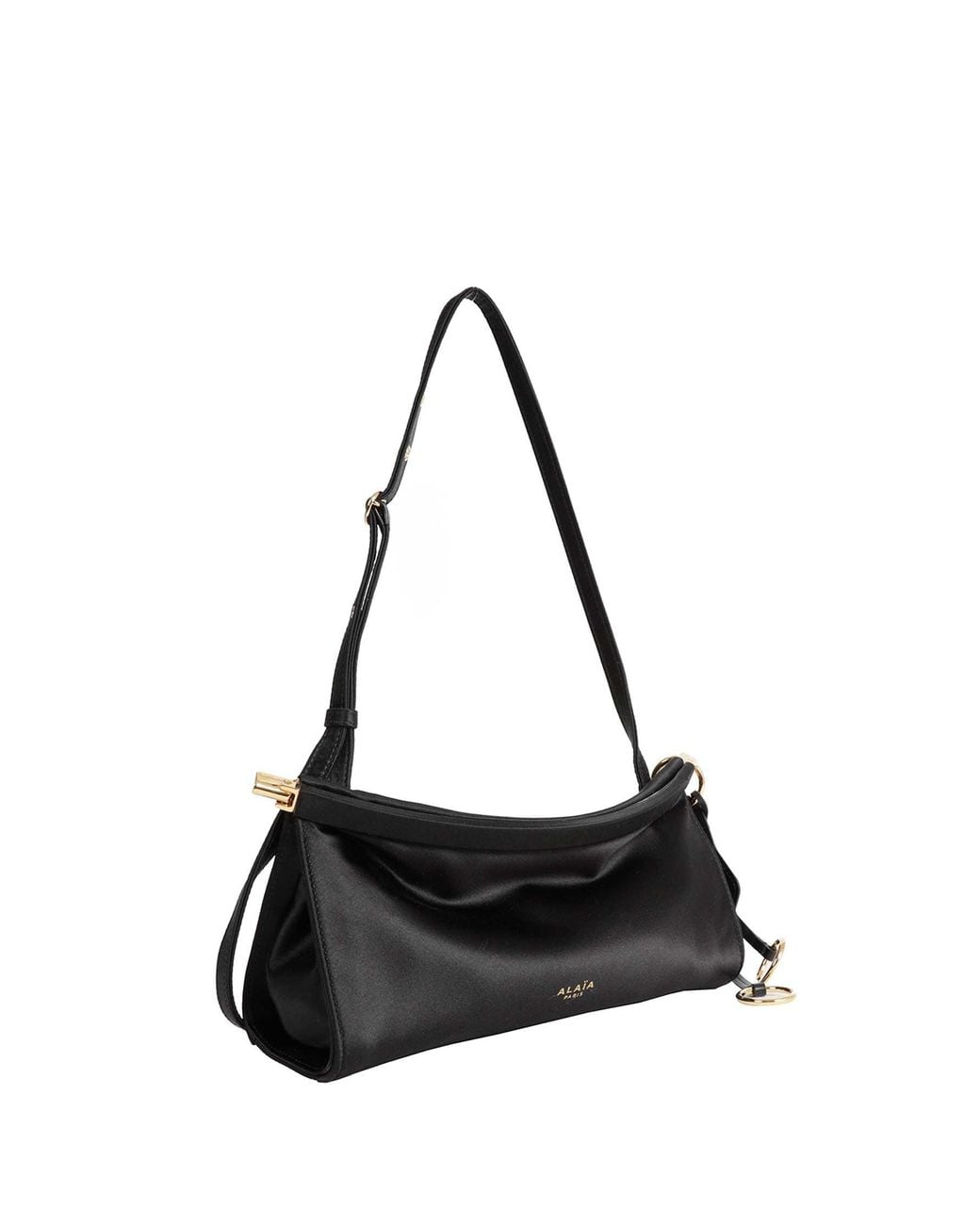 Alaïa Black Le Click East West Small Satin Shoulder Bag