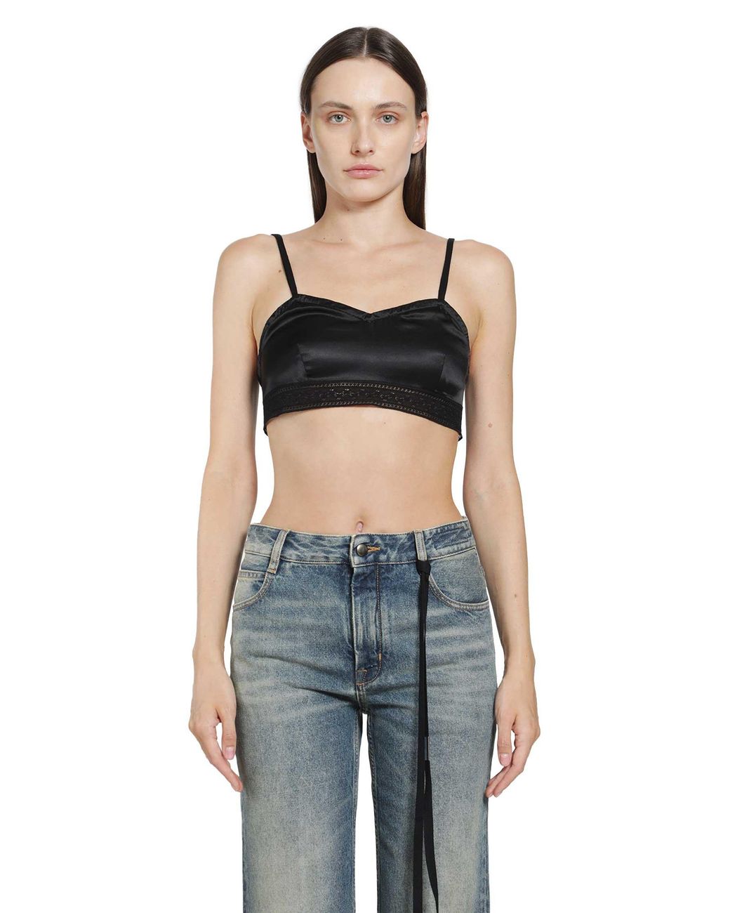 Ann Demeulemeester Black Xaja Washed Silk Satin Bralette