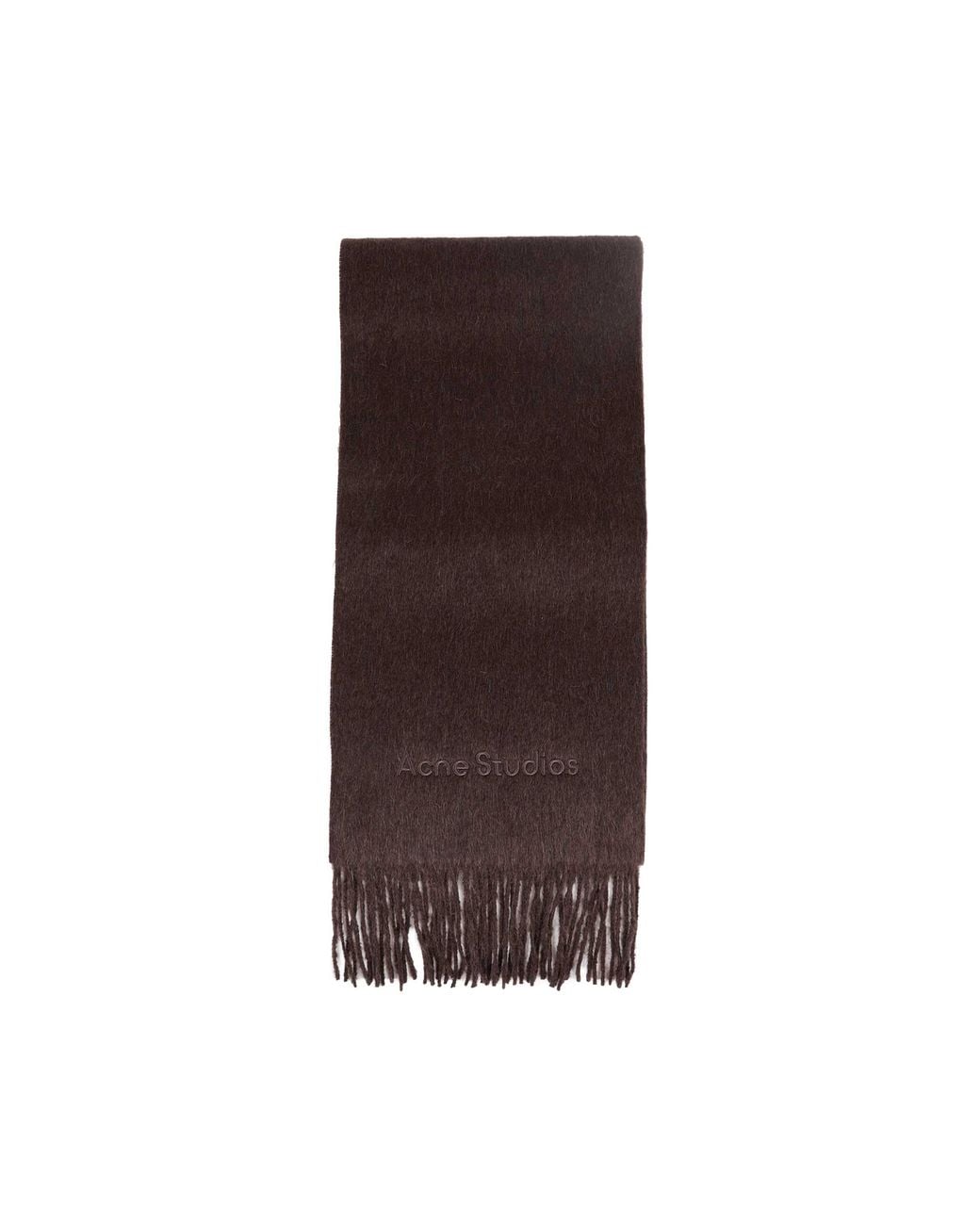Acne Brown Alpaca Wool Logo Scarf for men